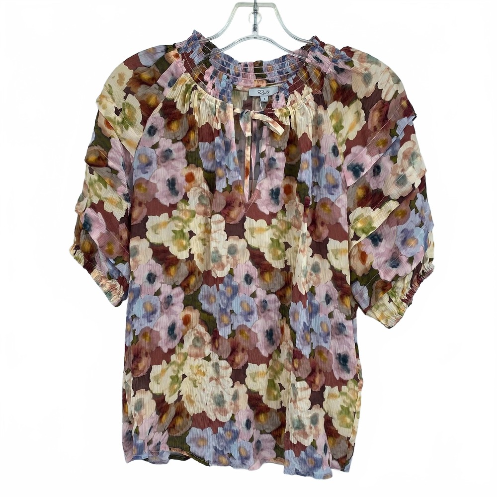 Rails Blue Brown Floral Blouse | Womens S